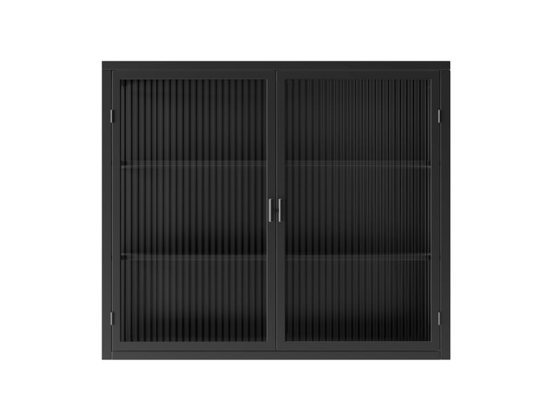  Armoire murale modèle glass 70 cm, noir, 2 portes vitrées, 3 niveaux de rangement, salon salle bain  - Conforama A
