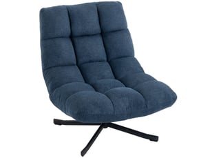 Fauteuil d'accent pivotant 75x95x90cm – fauteuil lounge individuel avec assise 360° et pieds croisés en métal –  chenille - bleu foncé