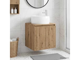 Vanité de lavabo mural, meuble de rangement chêne artisanal 49.5x44.5x66 cm shl1057