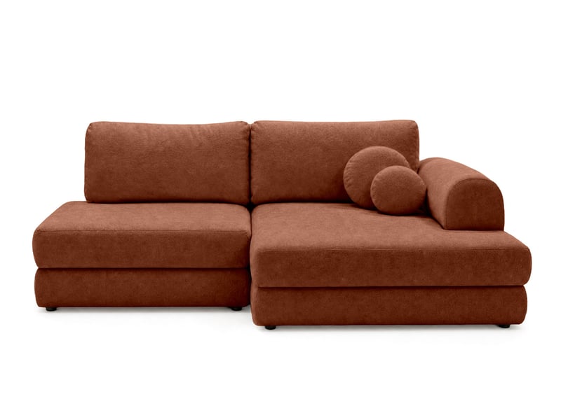  April - canapé d'angle droit 4 places convertible avec coffre en velours texturé - best mobilier - terracotta APRIL - Conforama A