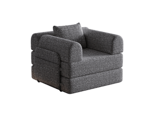 Canapé-lit modulable 2-en-1 en chenille, avec espace de rangement dans l’accoudoir, structure métallique et configuration personnalisable - gris