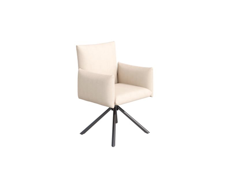 Lot de 2 chaises de salle à manger, chaise beige en velours, fauteuil rembourré avec pieds en métal, pivotante 360° - Conforama E
