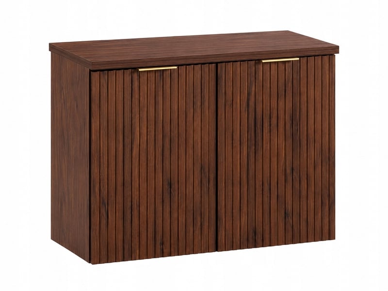 Ensemble de meubles bas flow noyer foncé 80 cm avec plan et panier à linge - Conforama A
