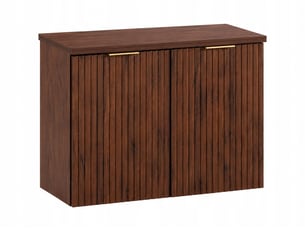 Ensemble de meubles bas flow noyer foncé 80 cm avec plan et panier à linge