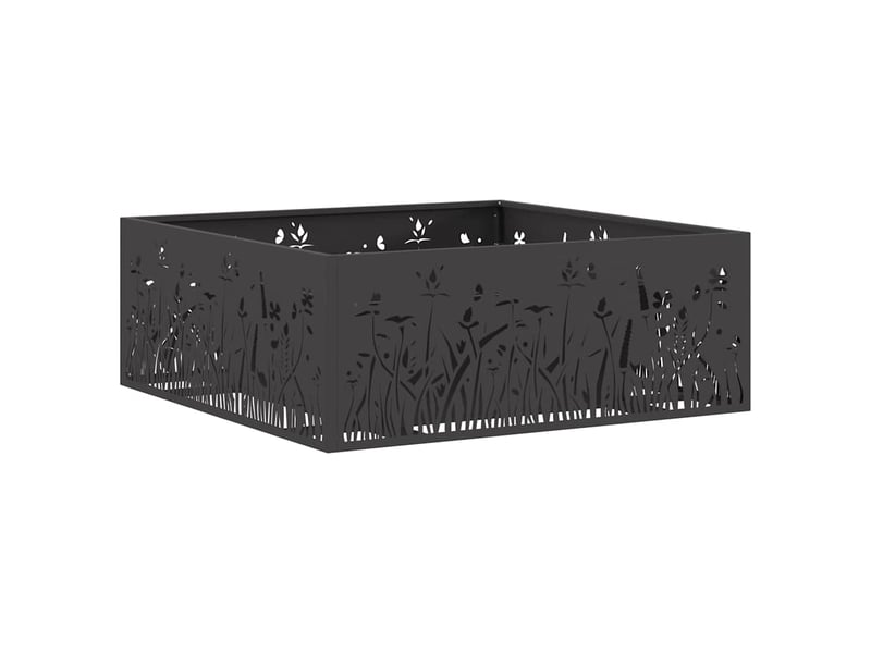 Brasero exterieur, foyer noir 80x80x30 cm acier patiné - Conforama A