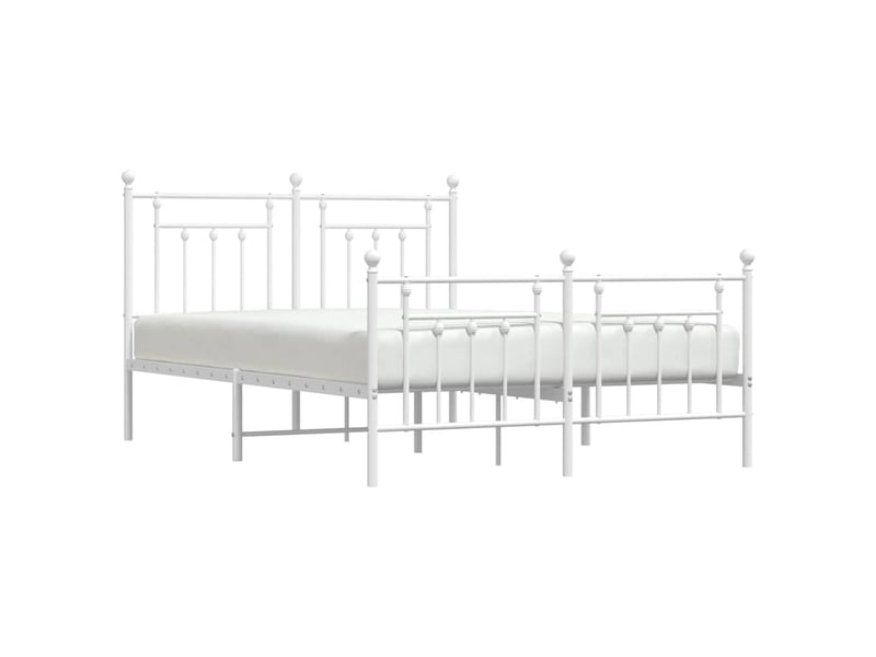  Lit double- lit adulte -  cadre de lit métal sans matelas et pied de lit blanc 140x200 cm  - Conforama D