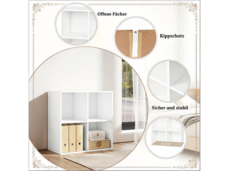  Bibliothèque étagère à 4 cases meuble de rangement blanc T5828P514796 - Conforama D