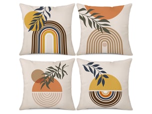 Housse de coussin boho 45 x 45 cm set de 4, mid century feuille abstraite coucher de soleil lever de soleil arc - en - ciel ligne taie d'oreiller décorative, multicolore