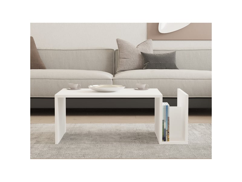  Table basse mdf blanc - l86,8 x h32,4 x p50 cm - design moderne  - Conforama C
