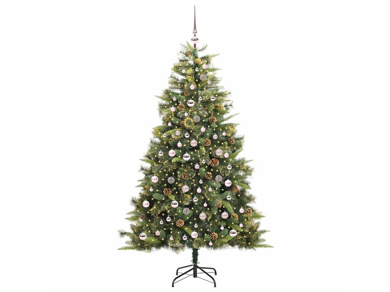 Sapin de noël artificiel, arbre de noël avec branches pliables et cônes 210 cm shl6568 - Conforama C