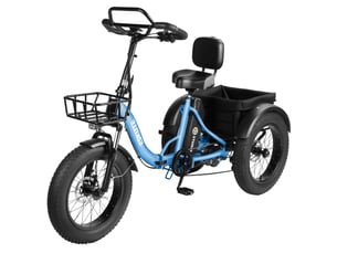 Tricycle électrique 20 eskute t302pro, 48v 250w 20.8ah, confort ergonomique, bleu