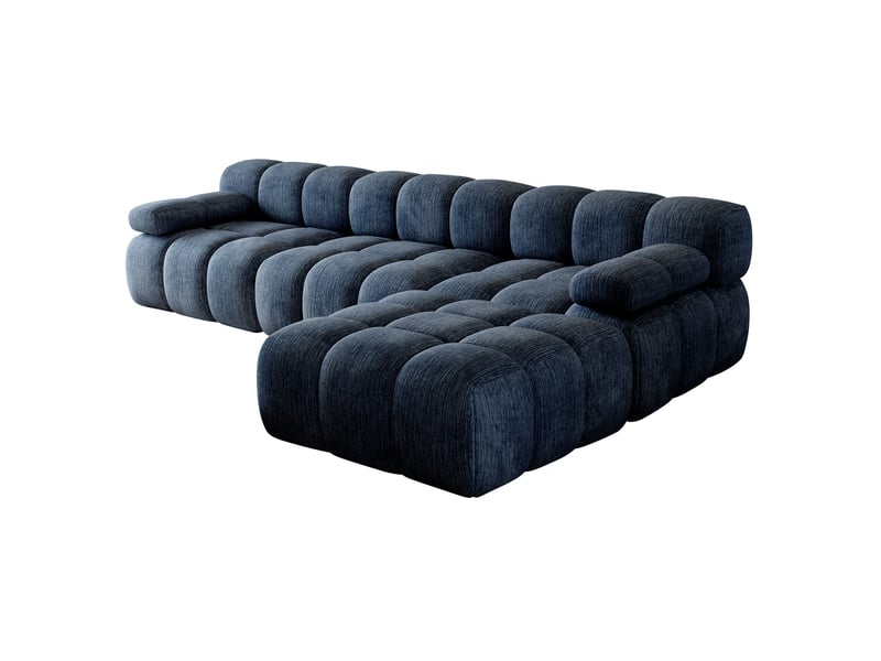  Canapé d'angle modenvie en l 4 places 300 x 200 cm chenille bleu  - Conforama A