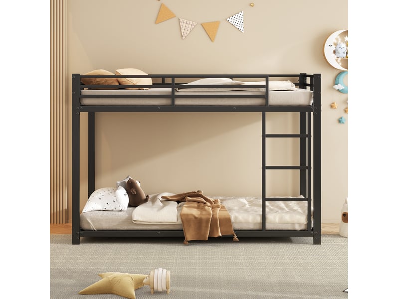  Lit superposé enfant 90 x 200 cm en métal noir  - Conforama D