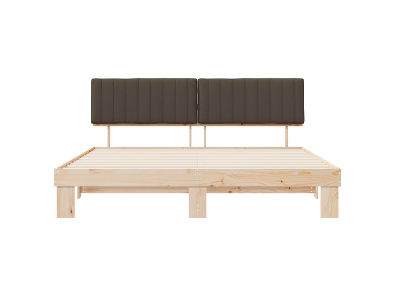  Lit double- lit adulte -  cadre de lit avec tête de lit rembourrée taupe 200 x 200 cm  - Conforama D