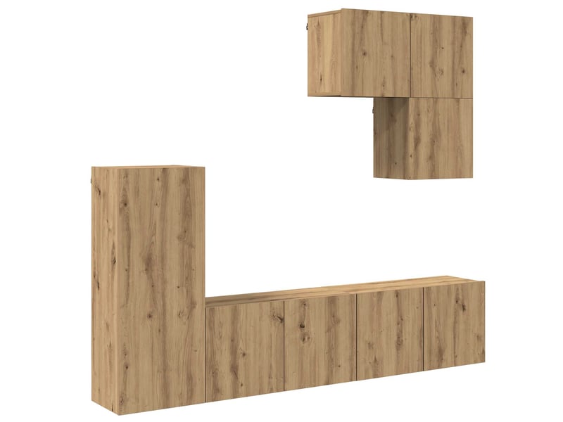  Meuble tv - unité murale de tv 5 pcs chêne artisanal bois d'ingénierie  - Conforama A