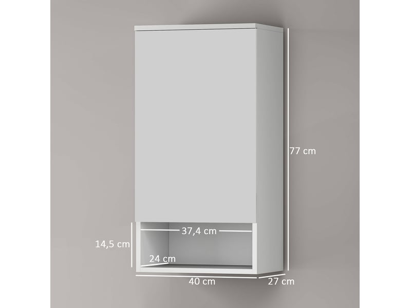  Meuble de salle de bain mural 40 x 27 x 77 cm – blanc – porte sans poignée et étagères réglables  - Conforama C