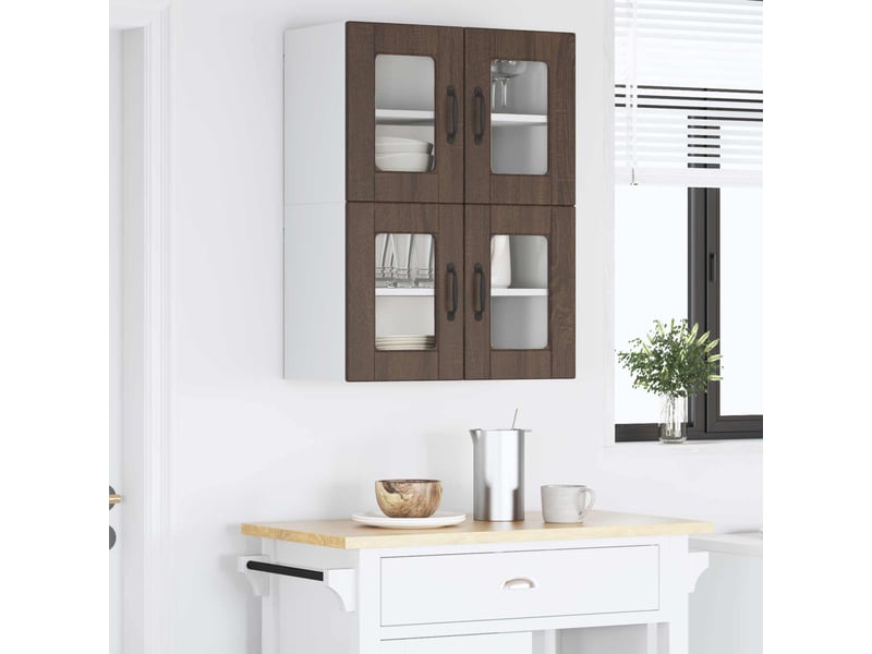 Meuble mural de cuisine, cabinet en verre mural 2 pcs chêne brun bois d'ingénierie shl8619 - Conforama D