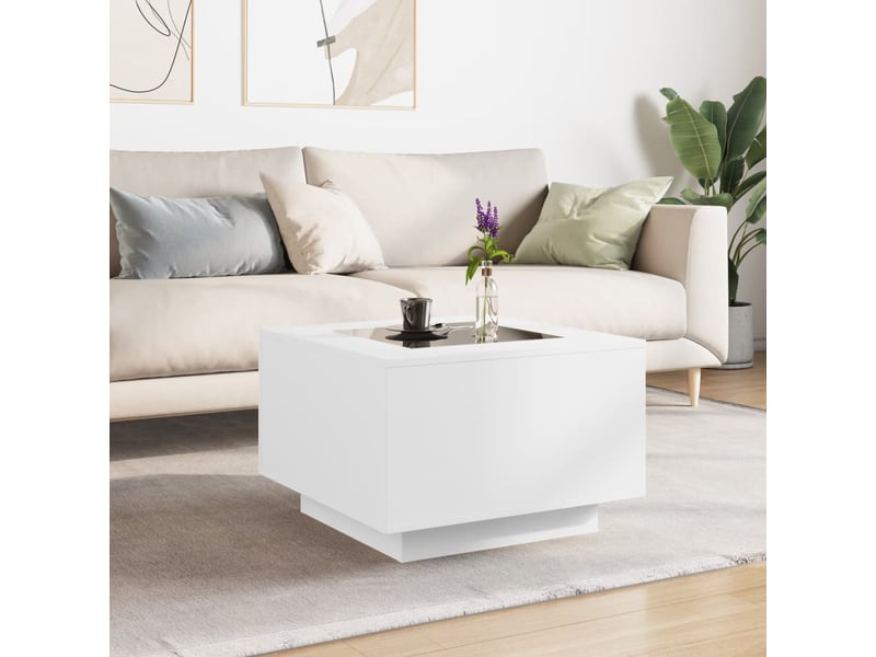  Table basse - table de salon - table à thé avec led blanc 60x60x40 cm bois d'ingénierie  - Conforama D