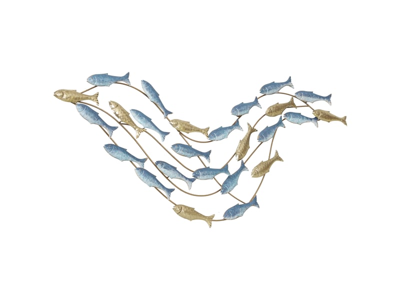  Décoration murale en métal moderne, sculpture murale en métal avec motif de poisson unique, bleu clair, 100 x 50 cm  - Conforama B