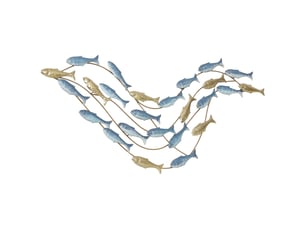 Décoration murale en métal moderne, sculpture murale en métal avec motif de poisson unique, bleu clair, 100 x 50 cm