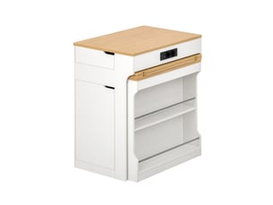 Îlot de cuisine mobile avec table extensible, multiprise intégrée et 2 tiroirs – buffet et desserte blanc
