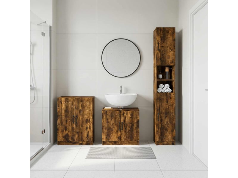 Ensemble de meuble de salle de bain 3 pièces utrecht chêne fumé cf63512 - Conforama B