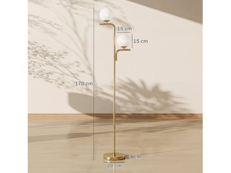  Lampadaire led 33x28x170 cm double tête métal doré  - Conforama E