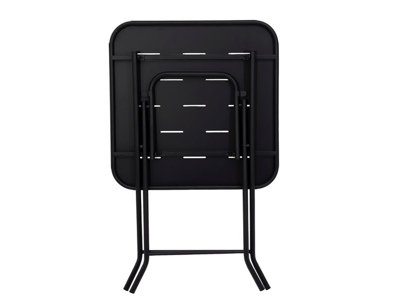  Salon de jardin bistrot pliant 3 pièces 60x60x73 cm – noir – acier e-coating, table et 2 chaises pour 2  - Conforama E