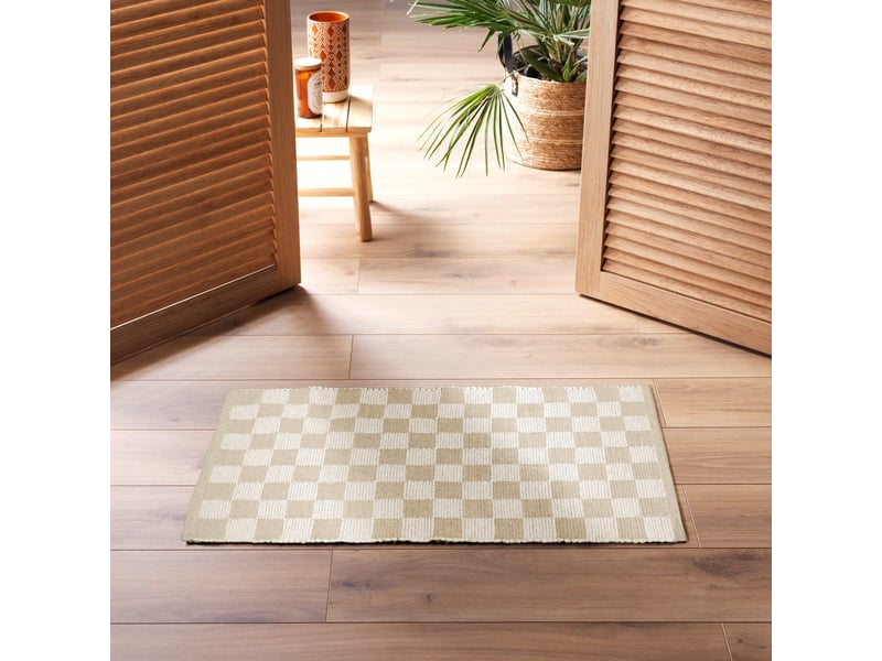  Tapis damier en coton jenna 50x80cm naturel  - Conforama D