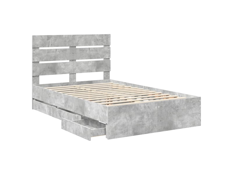 Lit double- lit adulte - cadre de lit gris béton 135 x 190 cm bois ingénierie - Conforama D