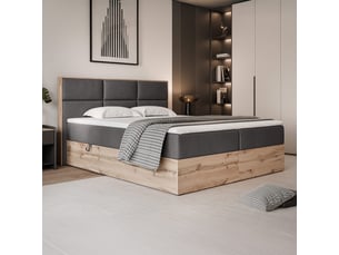 Lit coffre 120x200cm <strong>IDOHOME</strong>  <strong>LAVIO</strong> coloris gris