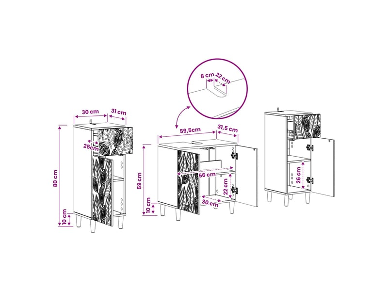 Ensemble de meuble de salle de bain 3 pièces delft cf63371 - Conforama E