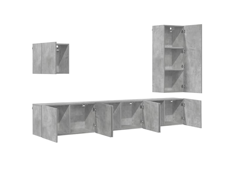  Unités murales tv 5 pcs gris béton bois d'ingénierie shl55311  - Conforama A
