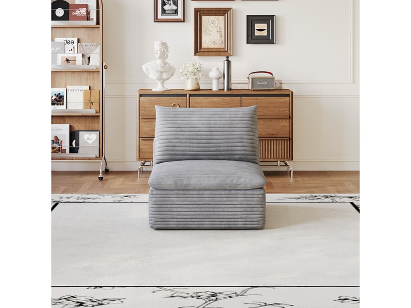  Canapé modulable gris en mousse sans cadre tissu coton doux confortable  - Conforama B