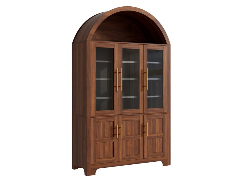 Buffet haut 3 portes vitrées et 3 portes 110x40x185 cm noyer - Conforama R