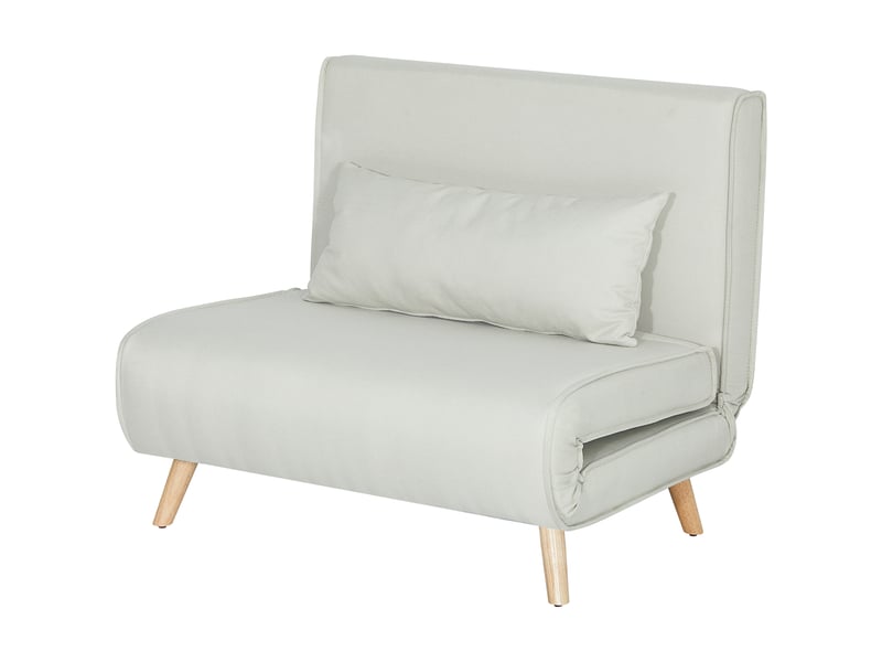  Fauteuil convertible 1 place inclinable tissu aspect lin blanc crème 94 x 78 x 80 cm  - Conforama B
