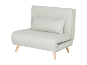 Fauteuil convertible 1 place inclinable tissu aspect lin blanc crème 94 x 78 x 80 cm