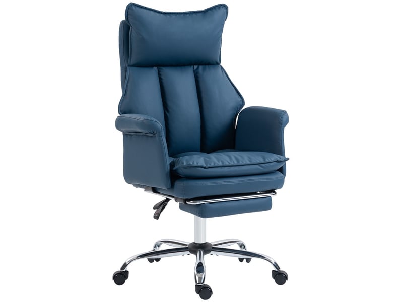  Fauteuil de bureau teret inclinable avec repose pieds cuir synthétique bleu  - Conforama B