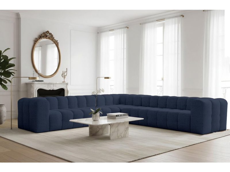 Canapé d'angle réversible miloe 8 places en tissu - bleu foncé MILOE - Conforama B