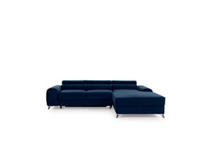 Canapé d'angle droit bleu foncé convertible 3 places jayson avec méridienne longue
