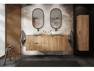 Meuble bas de salle de bain avec panier à linge flow chêne 40 cm