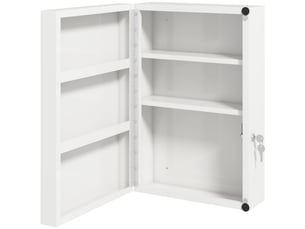 Armoire à pharmacie murale avec 2 clés et 6 compartiments, acier laminé, blanc
