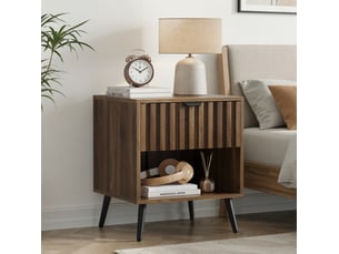 Table de chevet avec 1 tiroir et 1 niche style moderne pour chambre en mdf noyer 45 × 40 × 53 cm