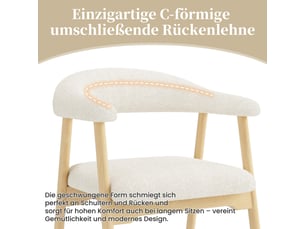 Lot de 2 chaises de salle à manger en bois massif tissu bouclette beige