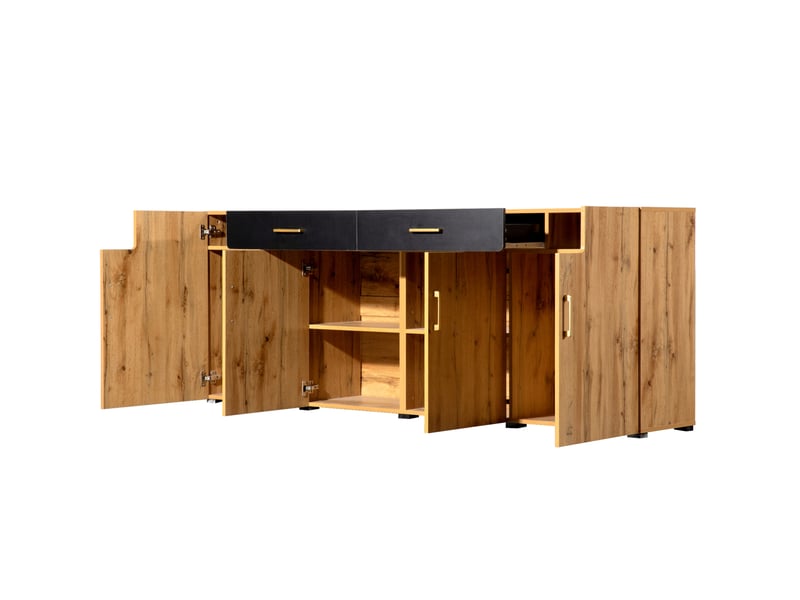Buffet 208 x 39,5 x 80 cm marron, 4 portes 2 tiroirs - rangement - Conforama E