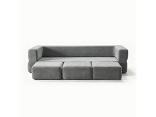 Canapé droit compressé convertible BIQZUYA 2 places Tissu gris