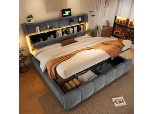 Lit coffre 180x200 cm coloris gris