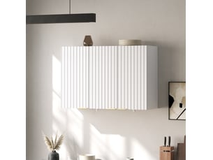 Armoire murale 3 portes, rangement fermé, poignées dorées, pour cuisine et salle de bain, mdf blanc, 90 × 29 × 60 cm