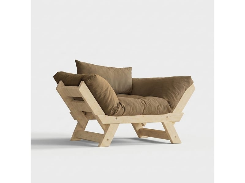 Canapé-lit elara en bois et lin imperméable - camel - Conforama A