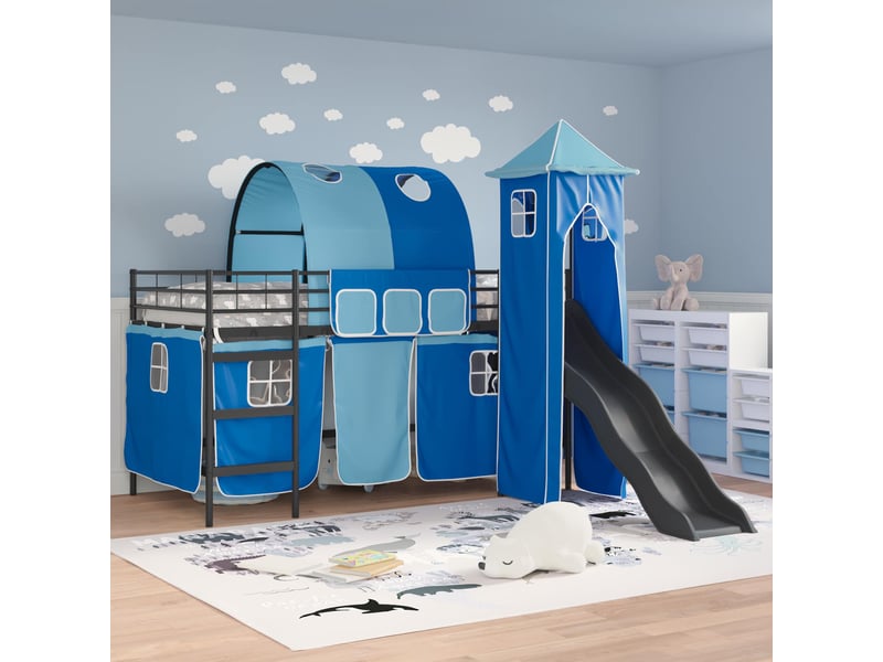 Cadre de lit superposé pour enfants - lit jeune noir et bleu 80 x 200 cm - Conforama C